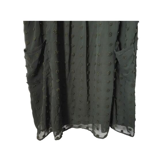 Miholl Dress Size XXL Army Green Swiss Dots Lined Short Sleeve Midi Babydoll - Picture 4 of 14